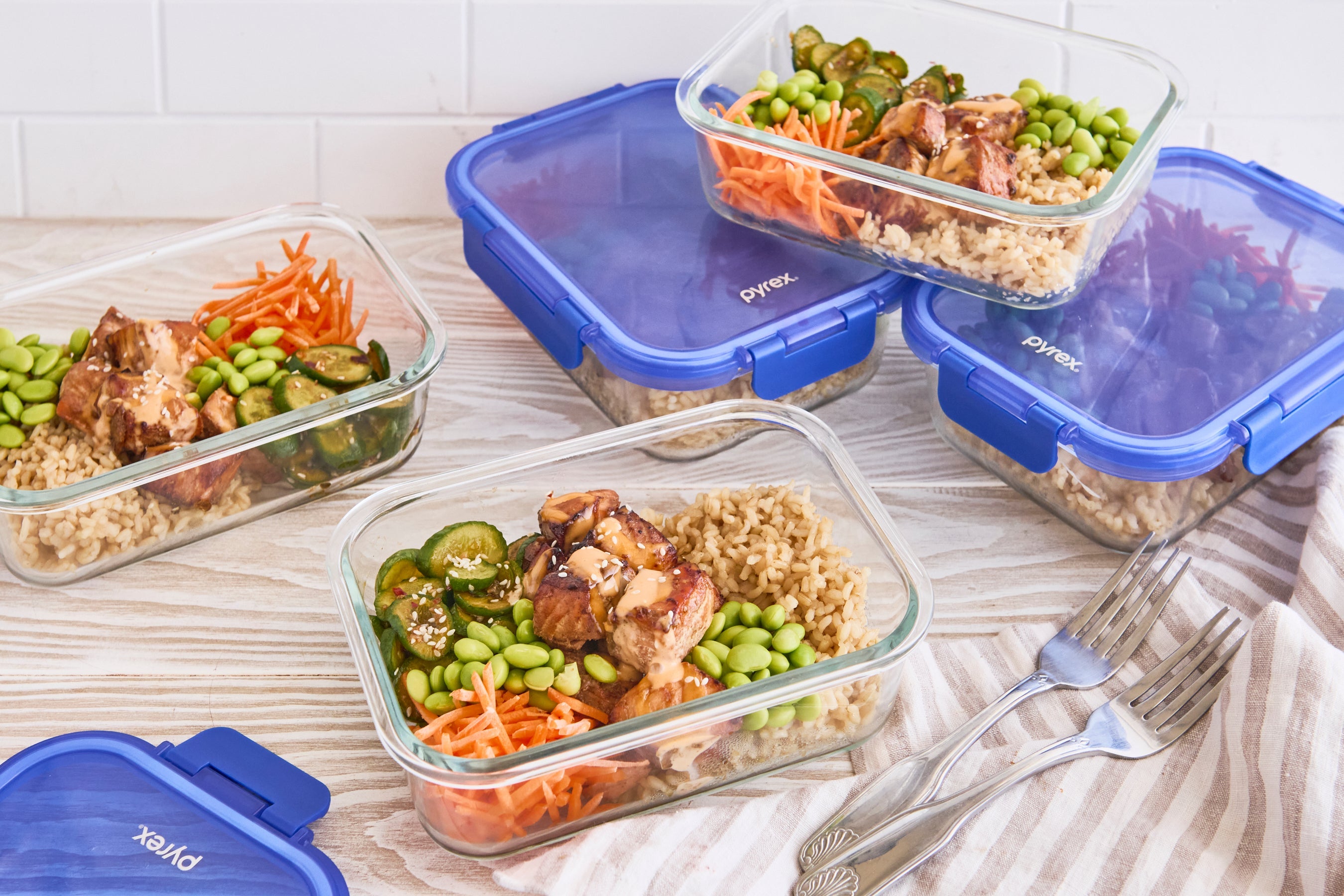 Sticky Salmon & Chilli Cucumber Rice Bowls