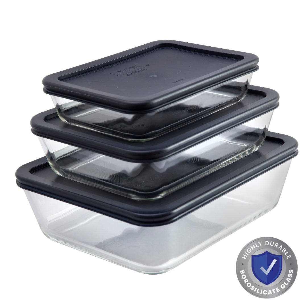 Pyrex® Simply Store Storage 3 Piece Set (3, 6, 11 Cup-Navy Blue)