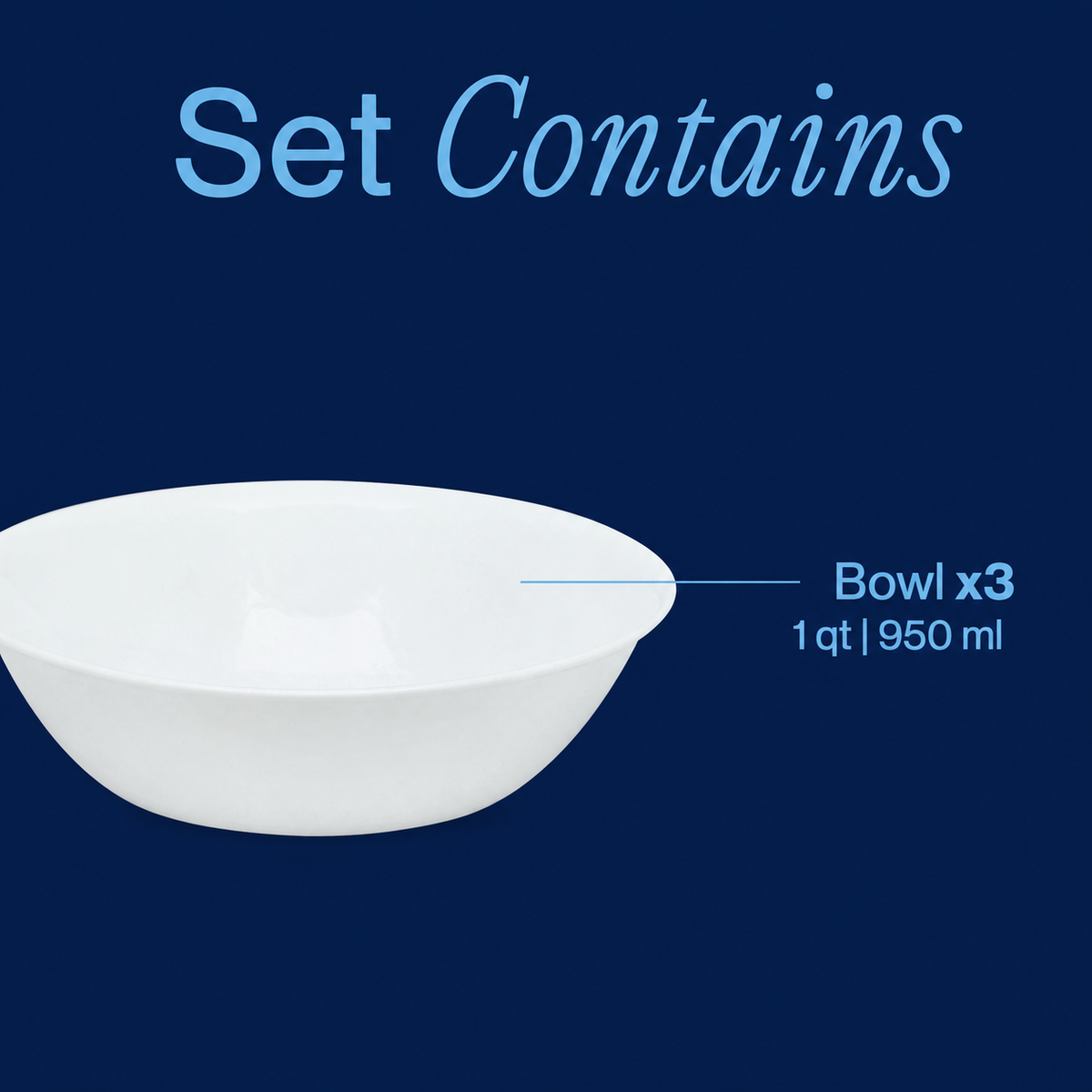 Corelle® Winter Frost White Serving Bowl 950mL-3 Pack-DTCM