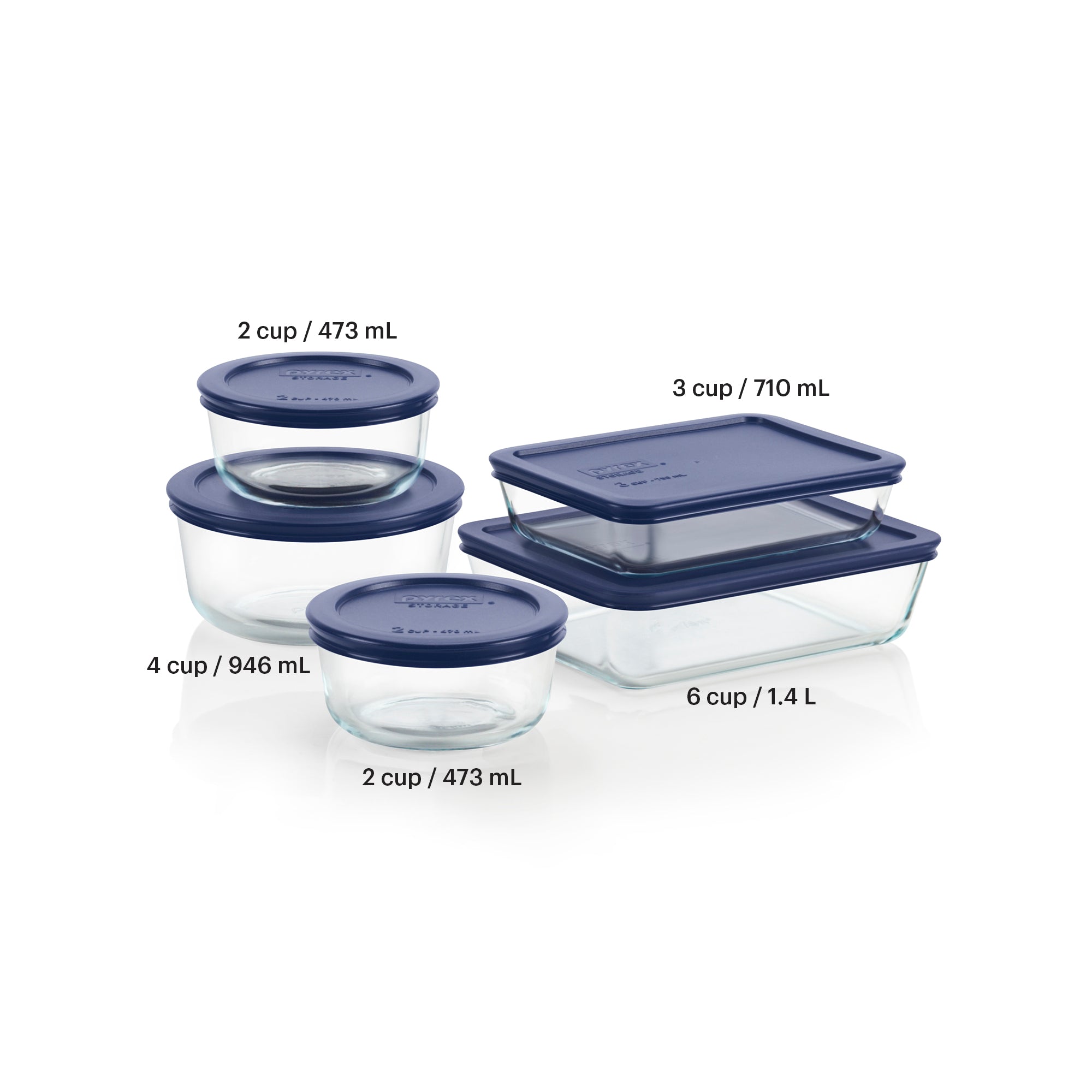 Pyrex® Simply Store® 10-piece Glass Food Storage Container Set with Blue Lids