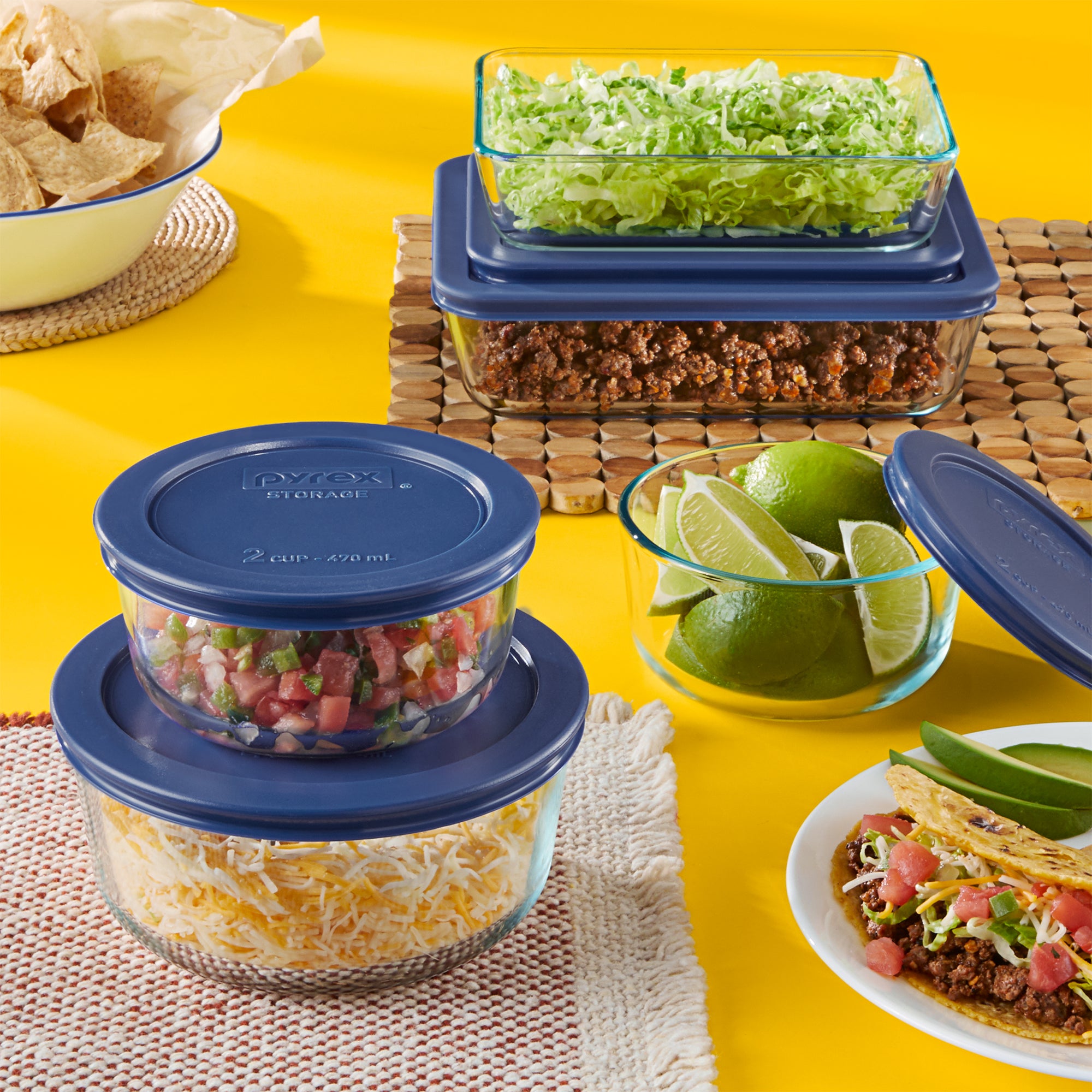 Pyrex® Simply Store® 10-piece Glass Food Storage Container Set with Blue Lids