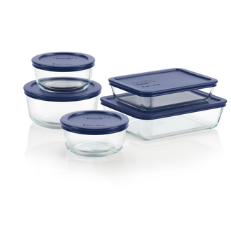 Pyrex® Simply Store® 10-piece Glass Food Storage Container Set with Blue Lids