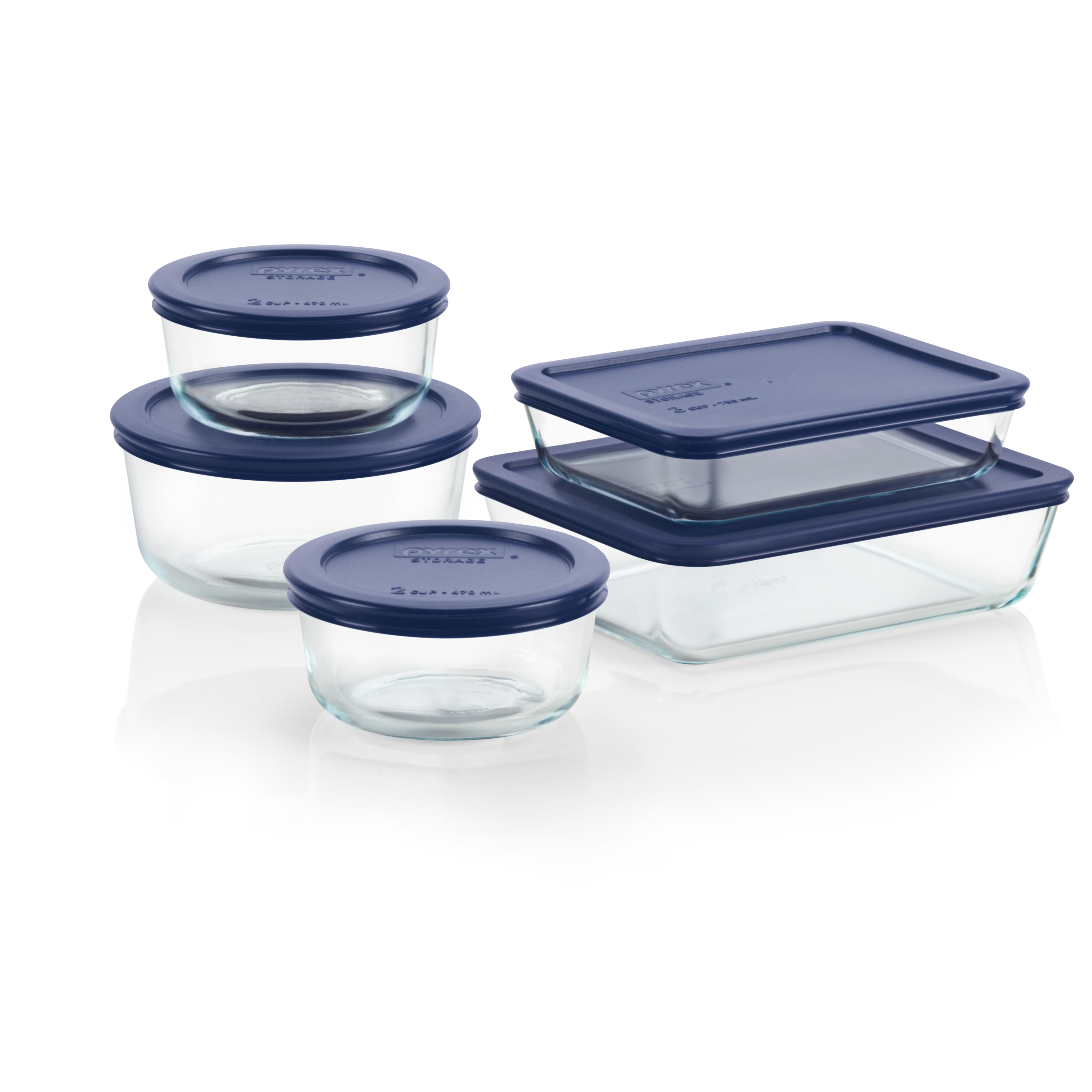 Pyrex® Simply Store® 10-piece Glass Food Storage Container Set with Blue Lids