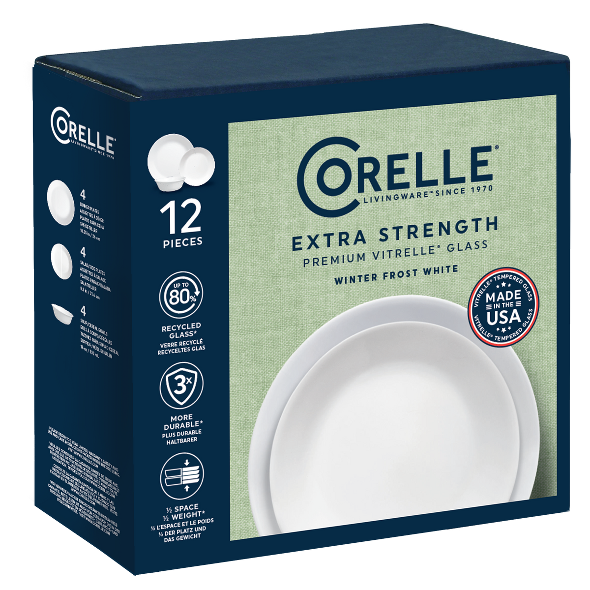 Corelle® Winter Frost White 12 Piece Dinner Set – Global Kitchen Brands ...