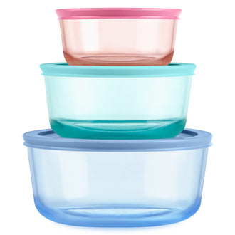Pyrex® Simply Store® Tinted Glass 6pc 2c/4c/7c Rnd Set- Mixed Colors
