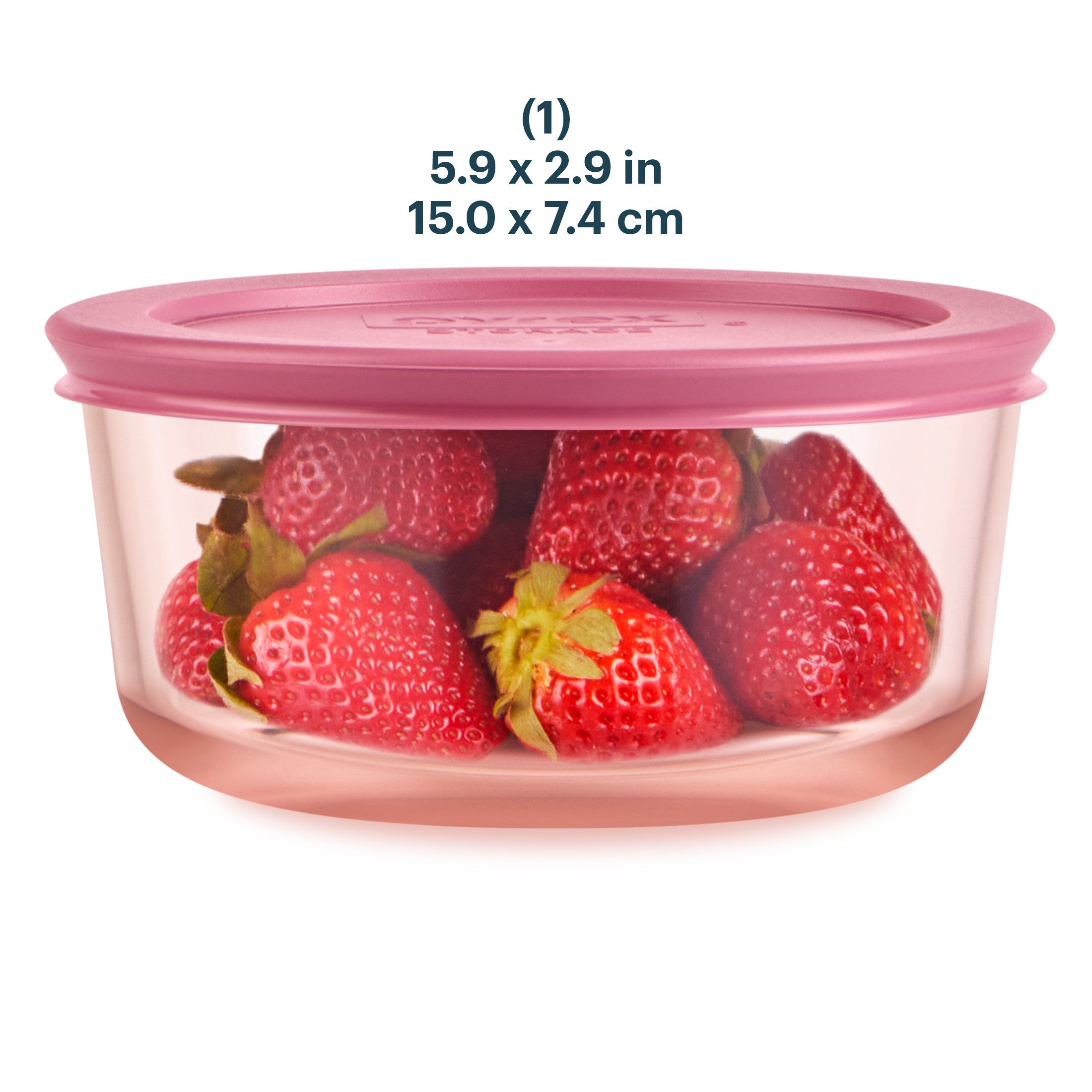 Pyrex® Simply Store® Tinted Glass 4-cup Round Storage Container with Lid, Pink