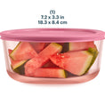 Pyrex® Simply Store® Tinted Glass 7-cup Round Storage Container with Lid, Pink