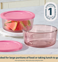 Pyrex® Simply Store® Tinted Glass 7-cup Round Storage Container with Lid, Pink