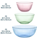 Pyrex® Colors Sculpted Tinted 3-piece Mixing Bowl Set, No Lid (Pink,Green,Blue)