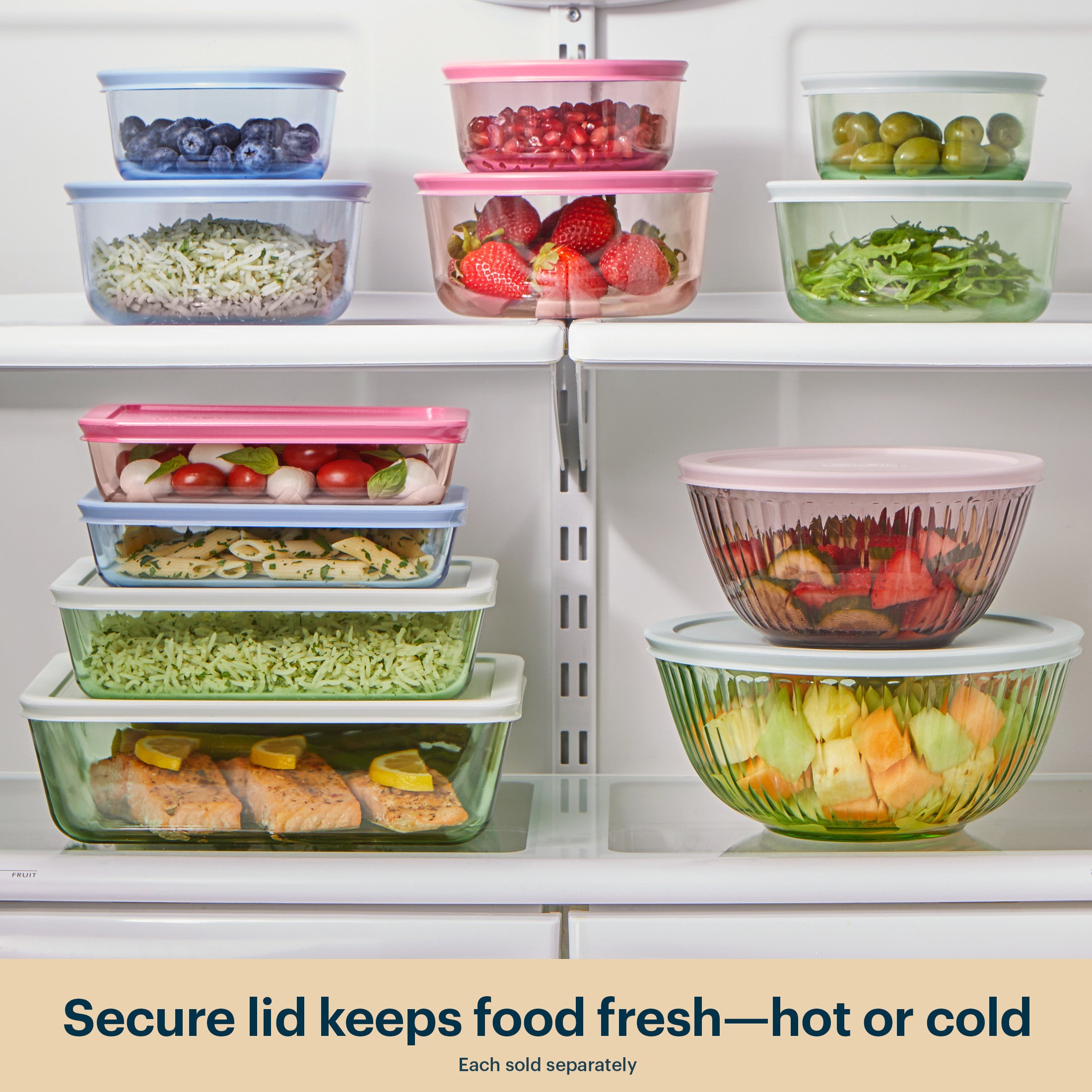 Pyrex® Colours Storage Sculptured 6 Piece Bowl Set (Blue/Green/Pink)