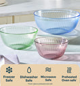 Pyrex® Colors Sculpted Tinted 3-piece Mixing Bowl Set, No Lid (Pink,Green,Blue)