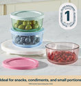 Pyrex® Simply Store Tinted Glass 2-cup Round Storage Containers, 6-pc Set, Mixed Colors (Pink/Blue/Green)
