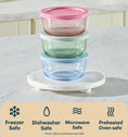 Pyrex® Simply Store Tinted Glass 2-cup Round Storage Containers, 6-pc Set, Mixed Colors (Pink/Blue/Green)