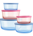 Pyrex® Simply Store® Tinted Glass Round Storage Containers, 10-pc Set, Mixed Colors