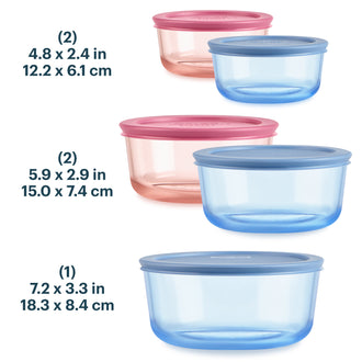 Pyrex® Colors Simply Store® 10 Piece Set (2x2 Cup, 2 x 4 Cup, 7 Cup)