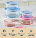 Pyrex® Simply Store® Tinted Glass Round Storage Containers, 10-pc Set, Mixed Colors