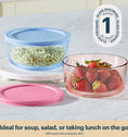 Pyrex® Simply Store® Tinted Glass 4-cup Round Storage Containers, 4-pc Set, Mixed Colors (Pink/Blue)