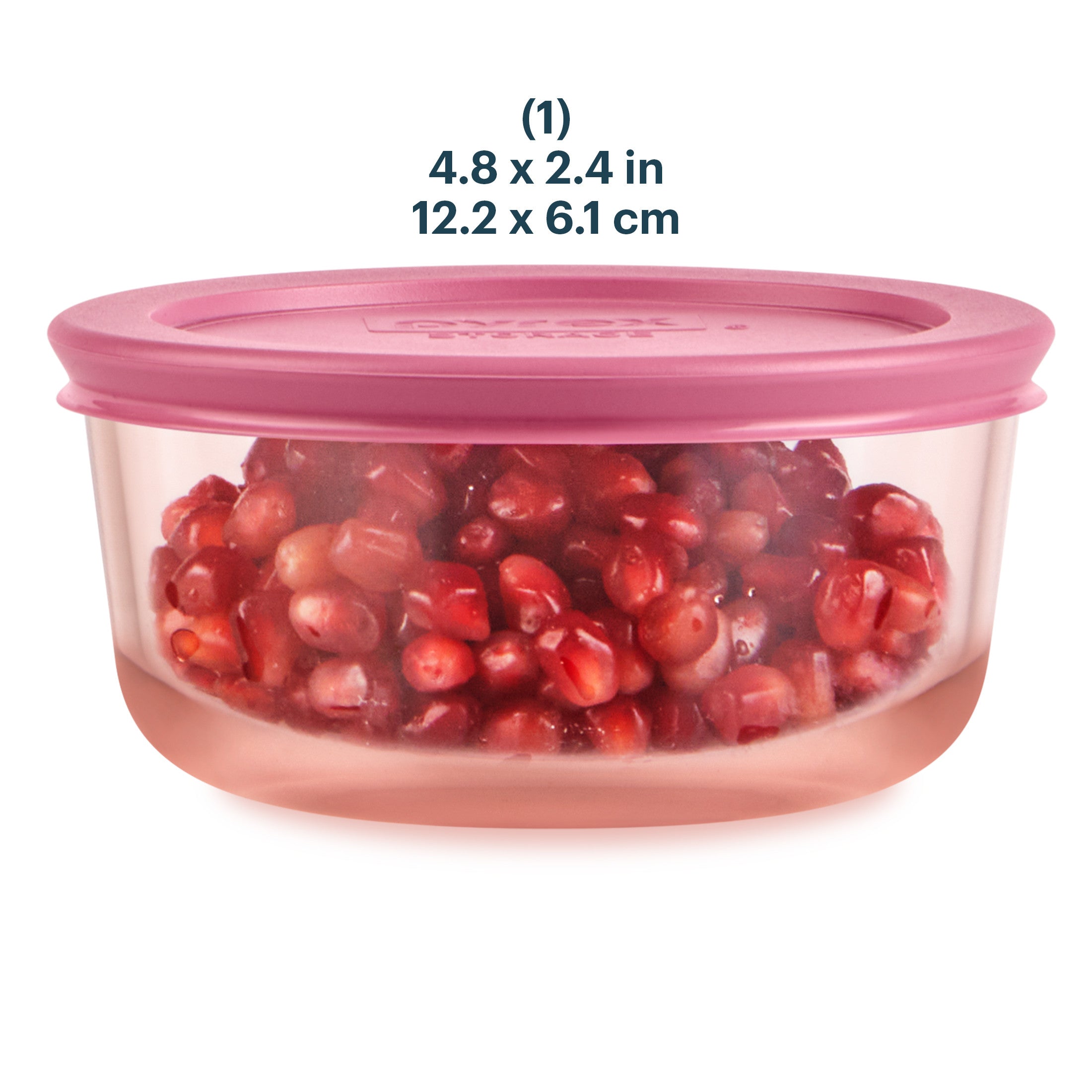 Pyrex® Simply Store® Tinted Glass 2-cup Round Storage Container with Lid, Pink