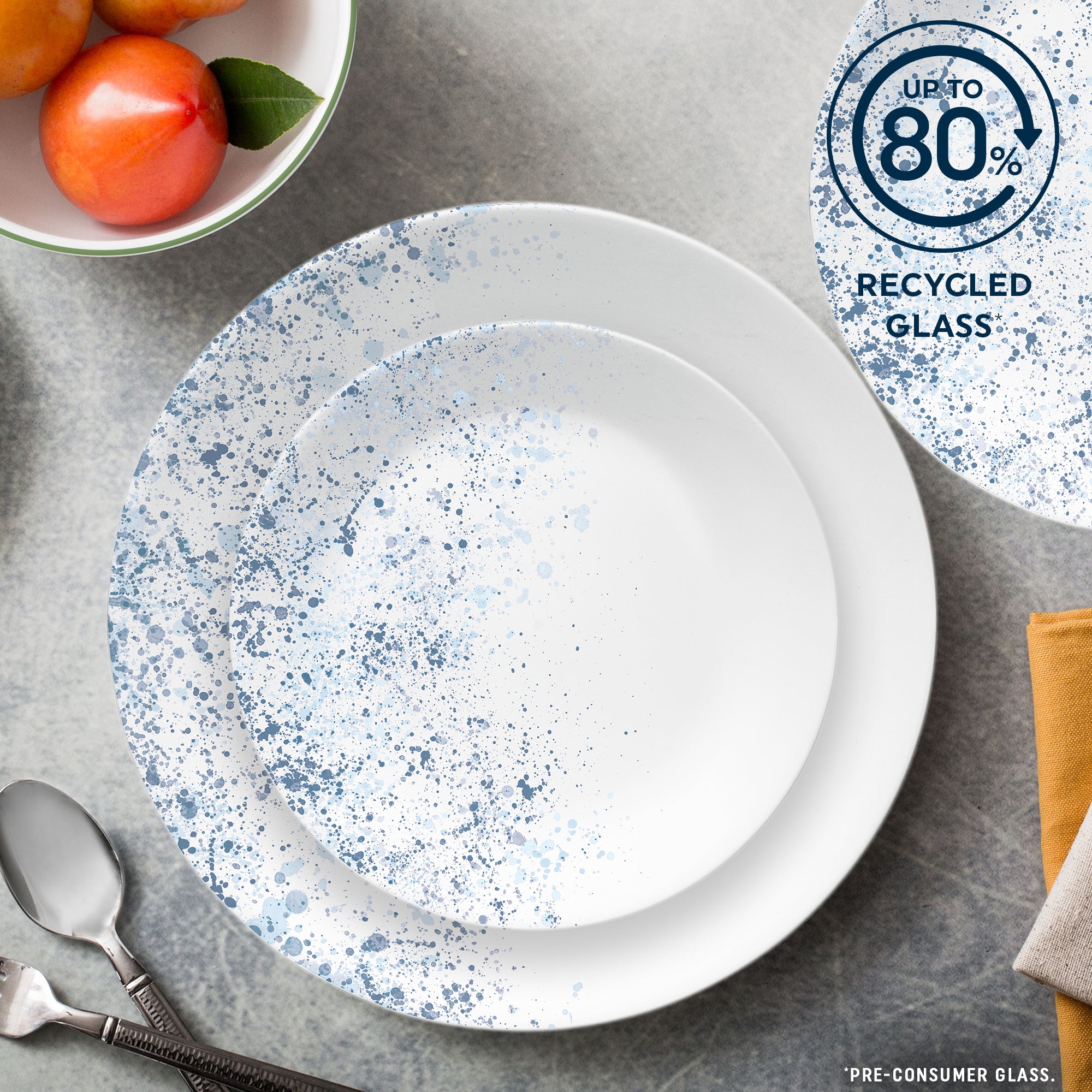 Corelle Indigo Speckle 18 Piece Dinner Set,