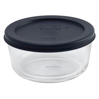 Pyrex® Simply Store Storage 2 Cup/473mL Round w/Navy Blue Lid