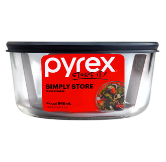 Pyrex® Simply Store Storage 2 Cup/473mL Round w/Navy Blue Lid
