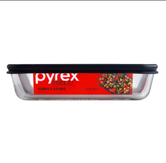 Pyrex® Simply Store Storage 3 Cup/710mL Rectangle w/Navy Plastic Lid