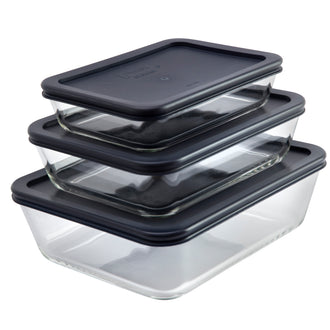 Pyrex® Simply Store Storage 3 Piece Set (3, 6, 11 Cup-Navy Blue)