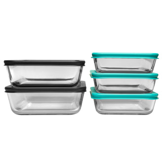 Pyrex® Simply Store Storage 5 Piece Rectangle Set Coloured Lids