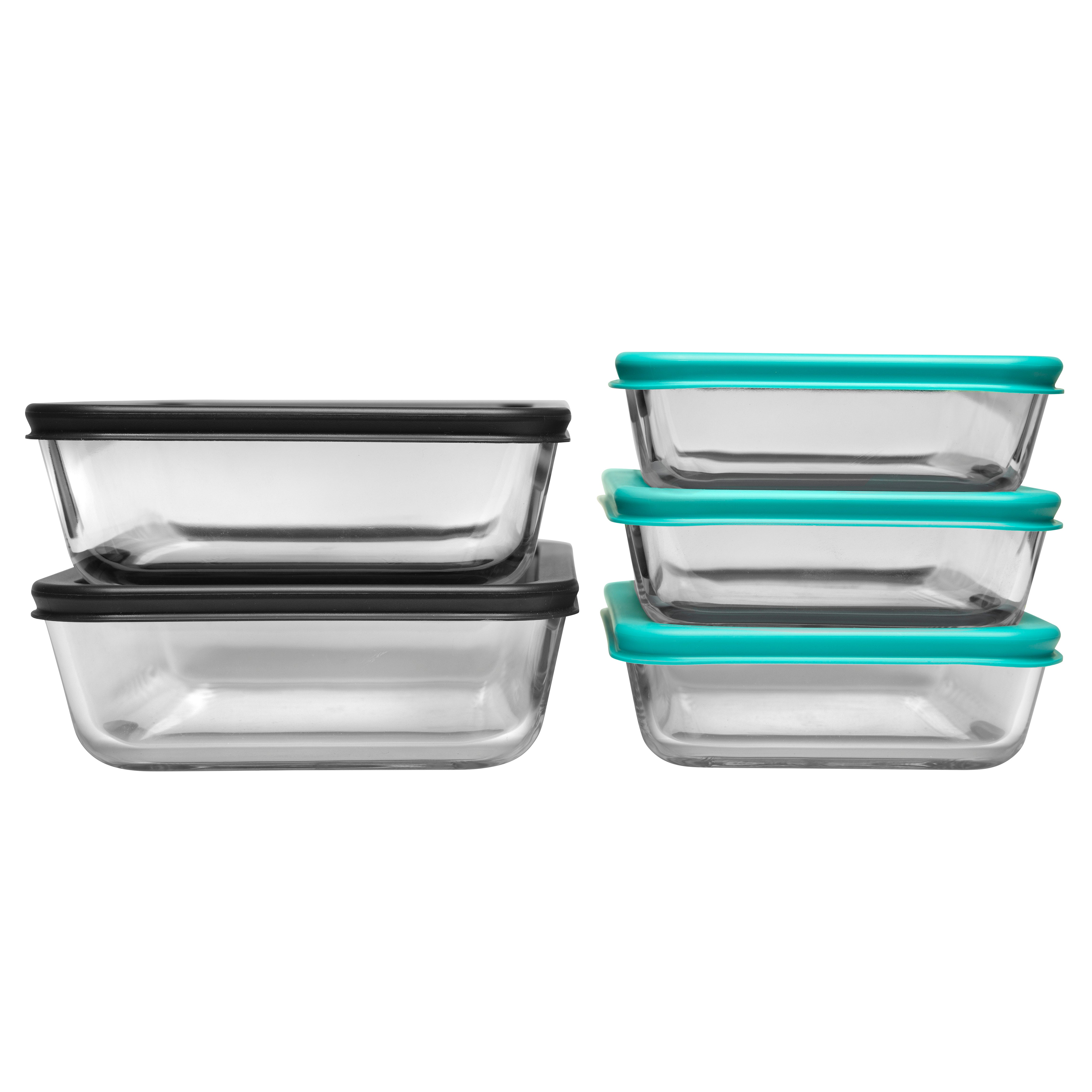 Pyrex® Simply Store Storage 5 Piece Rectangle Set Coloured Lids