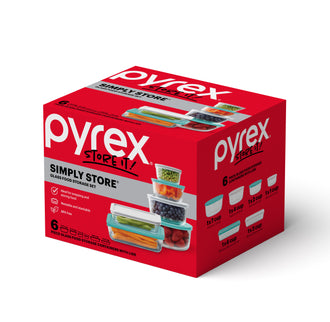 Pyrex® Simply Store Storage 6 Piece Set w/Navy Blue Lids