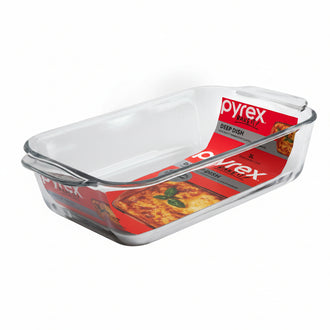 Pyrex® Deep Dish Rectangle Baker w/Navy Blue Lid 3L