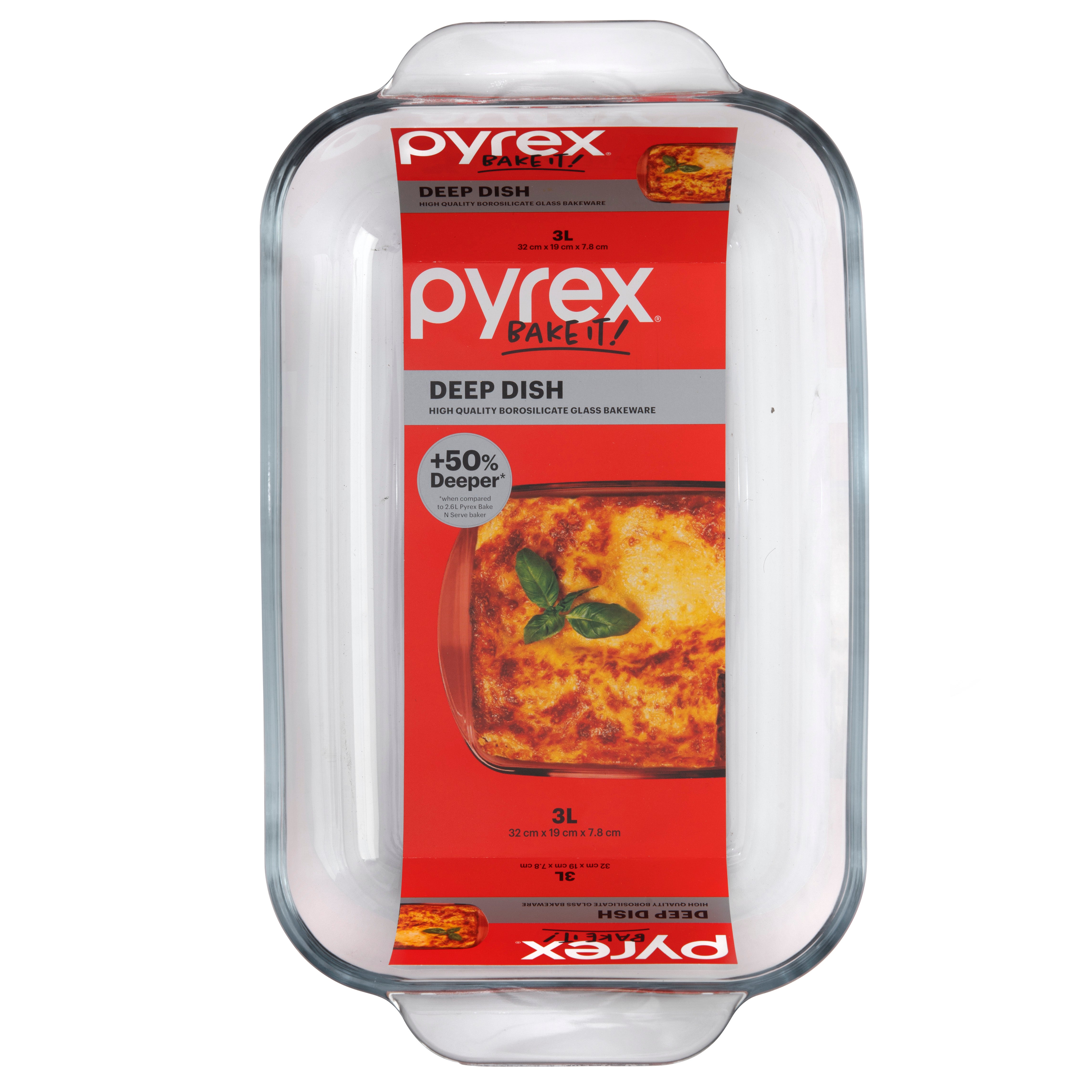 Pyrex® Deep Dish Rectangle Baker w/Navy Blue Lid 3L