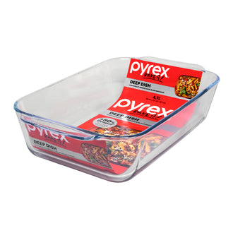 Pyrex® Deep Dish Rectangle Baker w/Navy Blue Lid 4.7L