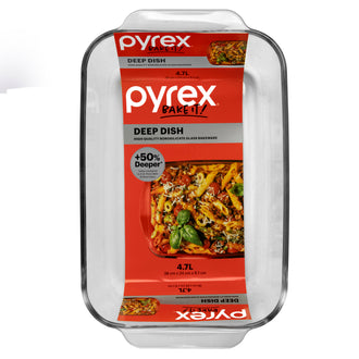Pyrex® Deep Dish Rectangle Baker w/Navy Blue Lid 4.7L