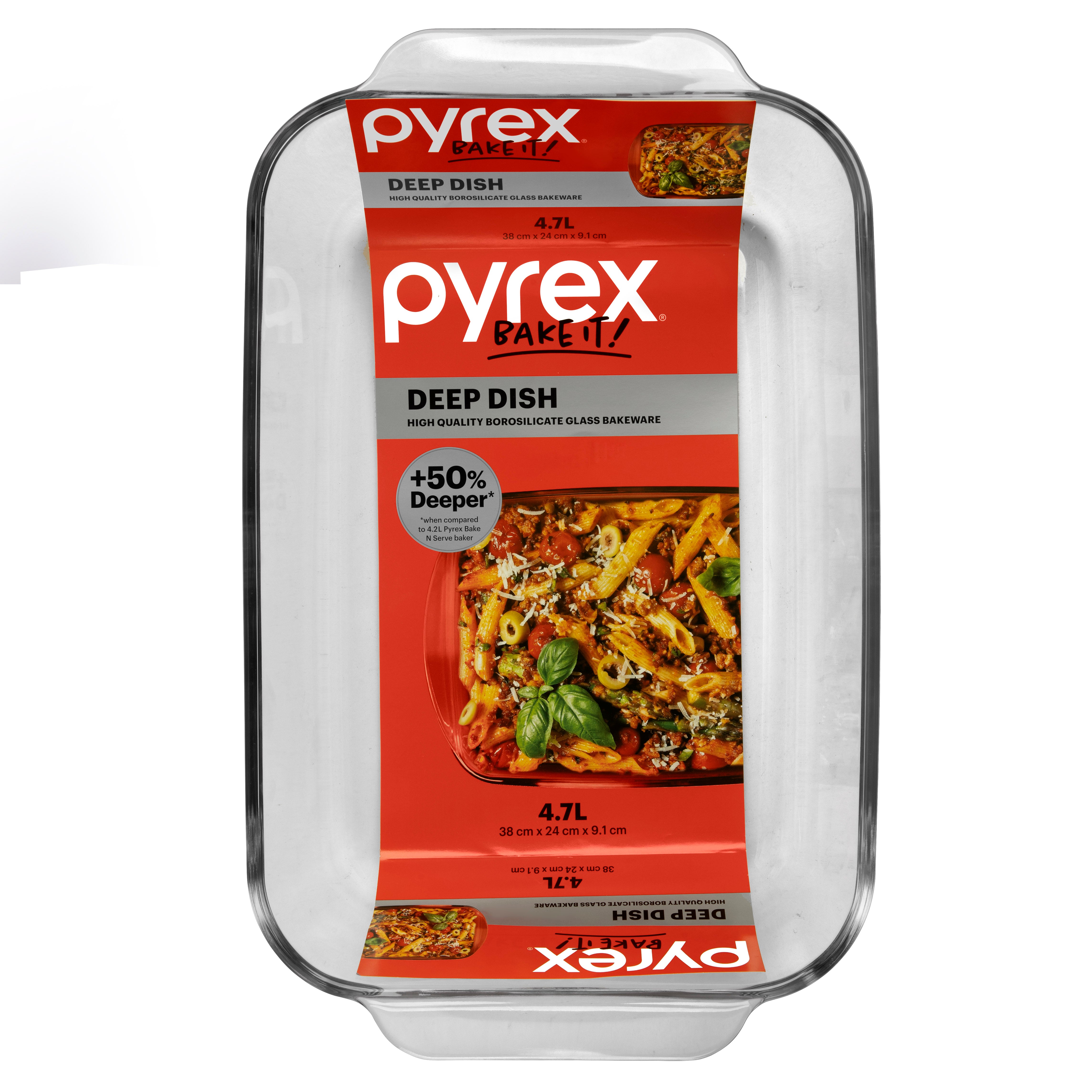 Pyrex® Deep Dish Rectangle Baker w/Navy Blue Lid 4.7L
