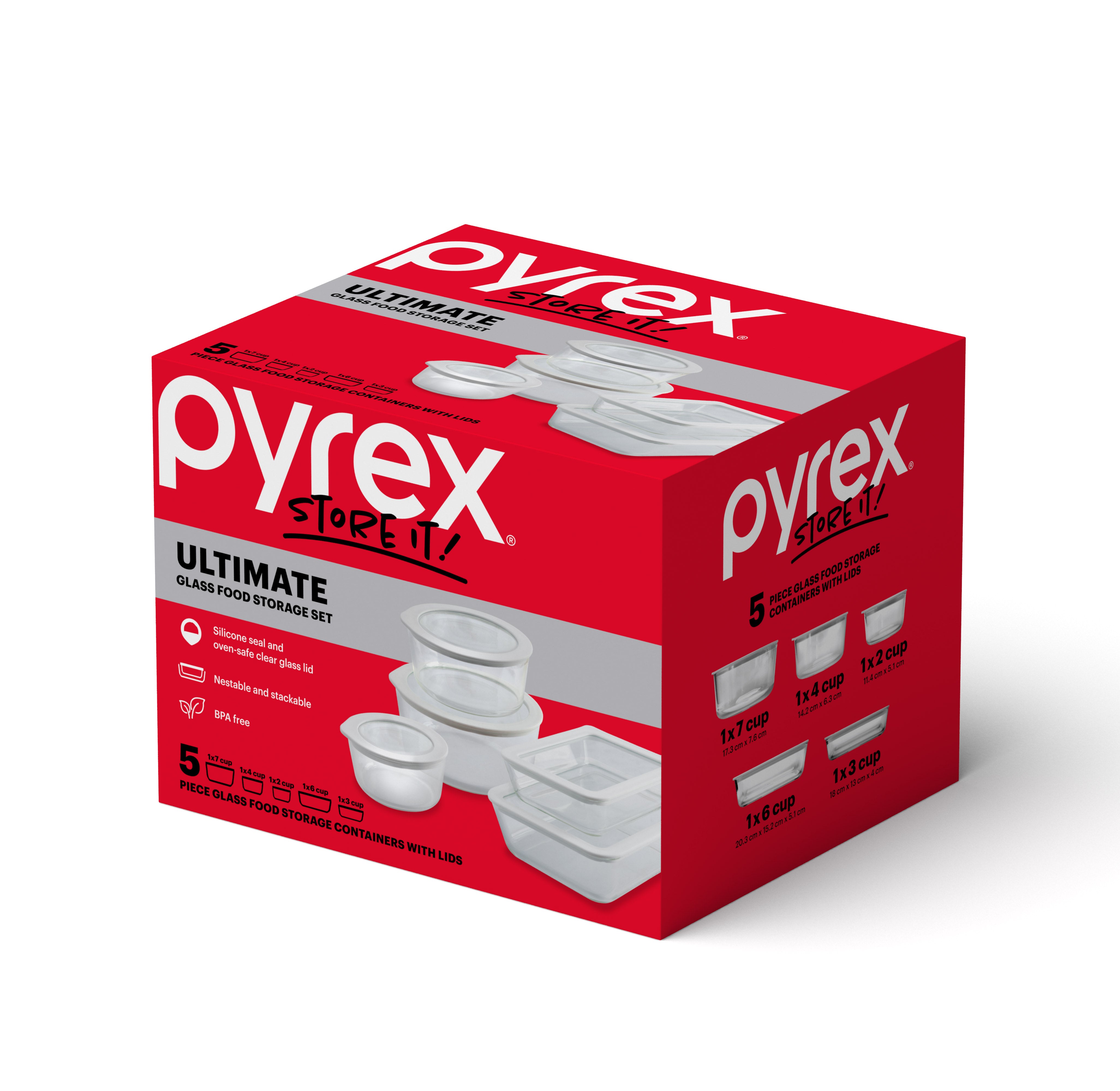 Pyrex® Ultimate Storage 5 Piece Set w/White Lids
