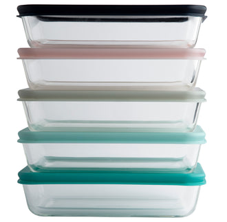 Pyrex® Simply Store Storage 5 Piece Rectangle Set w/Coloured Lids