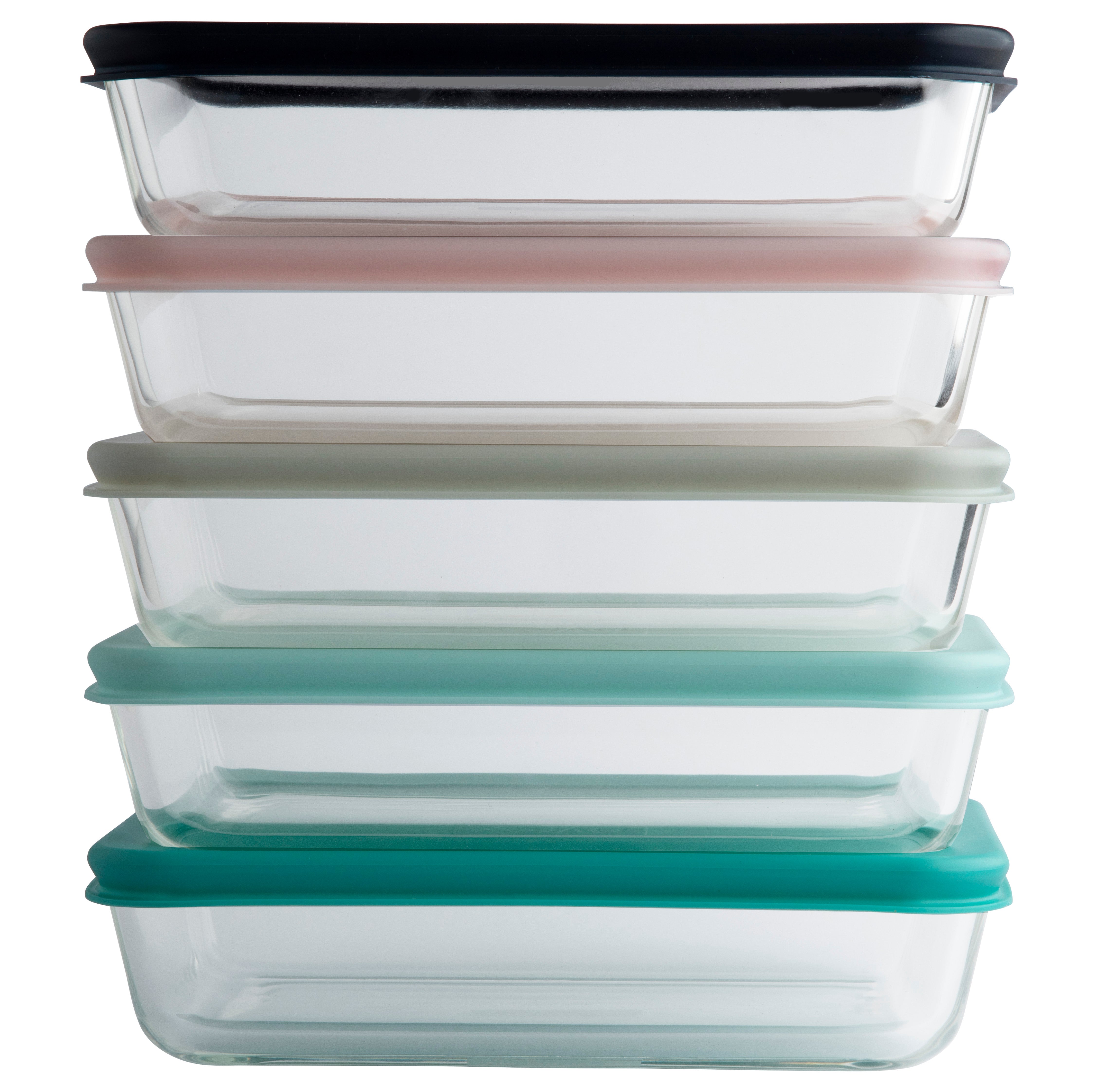 Pyrex® Simply Store Storage 5 Piece Rectangle Set w/Coloured Lids