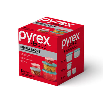 Pyrex® Simply Store Storage 5 Piece Round Set w/Coloured Lids