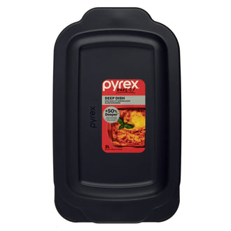 Pyrex® Deep Dish Rectangle Baker w/Navy Blue Lid 3L