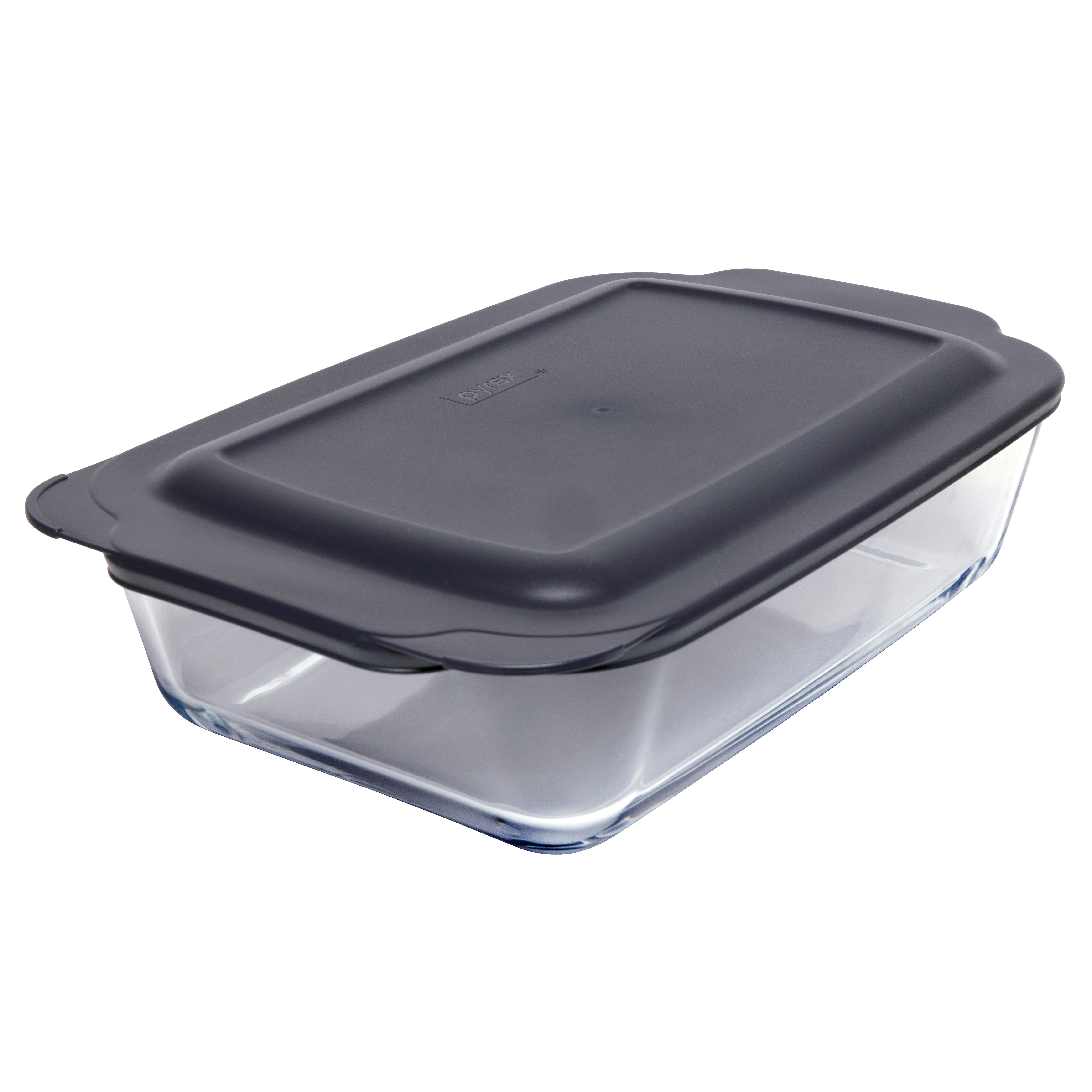 Pyrex® Deep Dish Rectangle Baker w/Navy Blue Lid 4.7L