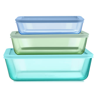 Pyrex® Simply Store® Tinted Glass Rectangle Storage Containers, 6-pc Set, Mixed Colors