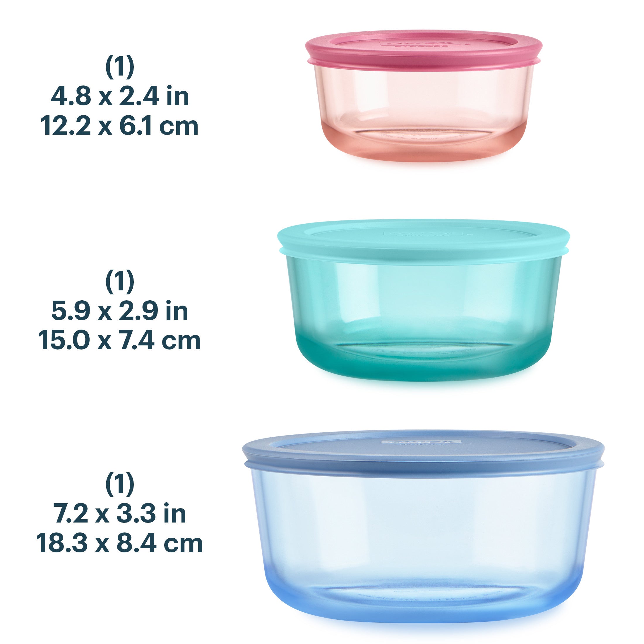 Pyrex® Simply Store® Tinted Glass 6pc 2c/4c/7c Rnd Set- Mixed Colors