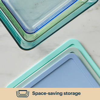 Pyrex® Simply Store® Tinted Glass Rectangle Storage Containers, 6-pc Set, Mixed Colors