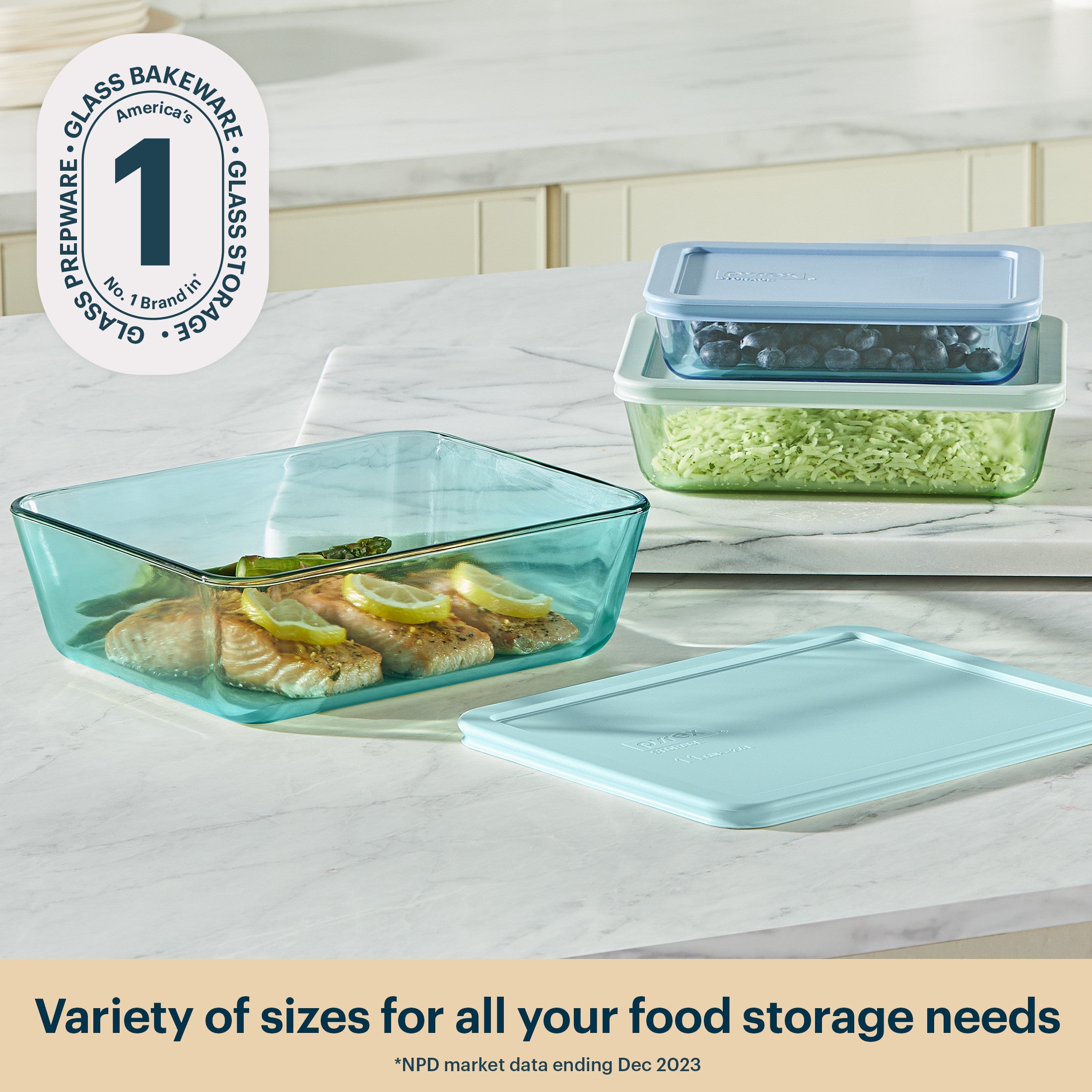 Pyrex® Simply Store® Tinted Glass Rectangle Storage Containers, 6-pc Set, Mixed Colors