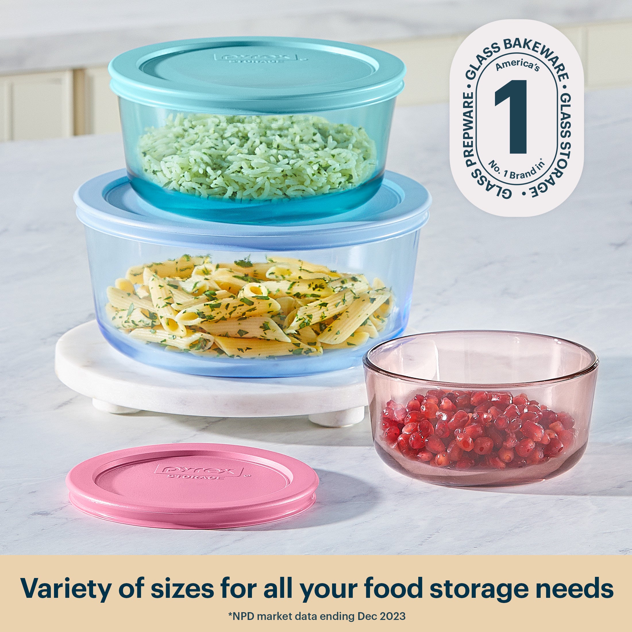 Pyrex® Simply Store® Tinted Glass 6pc 2c/4c/7c Rnd Set- Mixed Colors