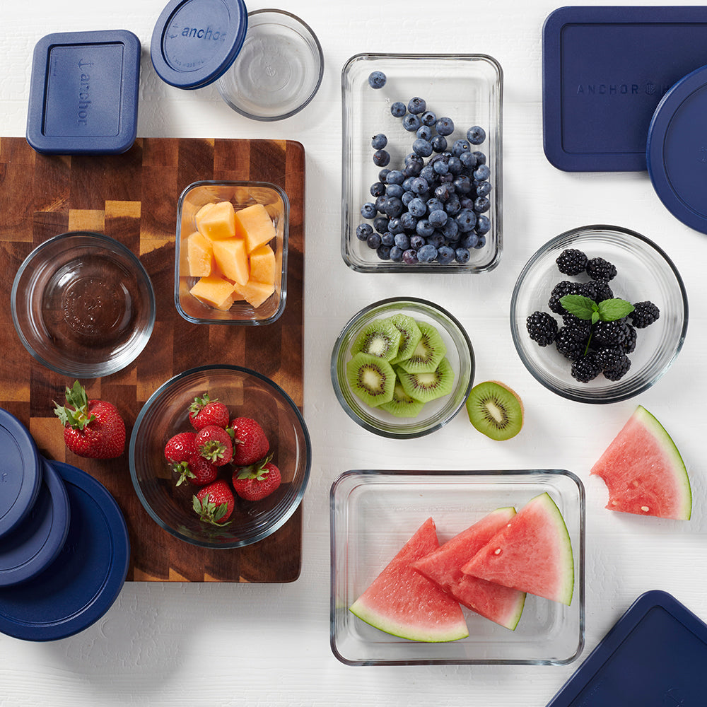 Anchor Hocking® 8pc Mixed FS Set w/Navy Snugfit Lids