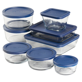 Anchor Hocking® 8pc Mixed FS Set w/Navy Snugfit Lids