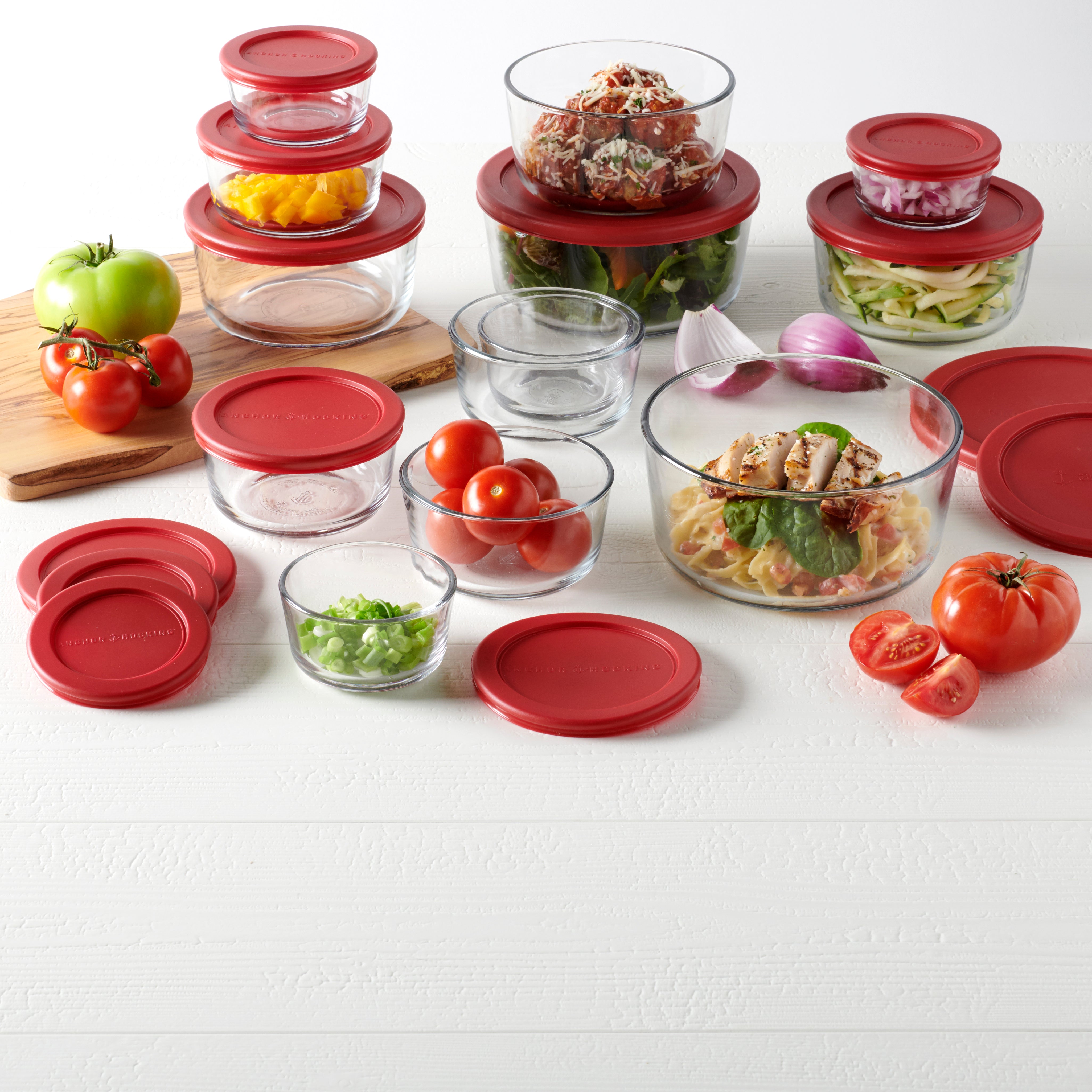 Anchor Hocking® Snugfit Storage 13 Piece Set w/Red Lids