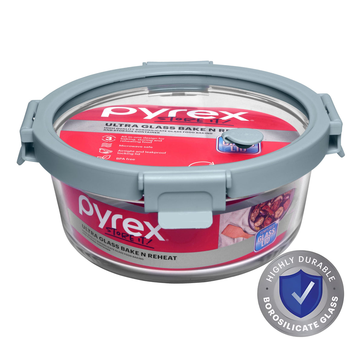 Pyrex® Ultra Glass Bake N Reheat Round Storage 950mL